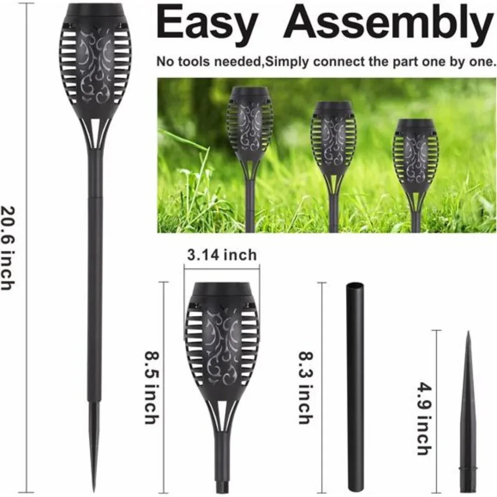 Solar Lights Outdoor 8 Pack Solar Powered Torch with Flickering Flame Purple